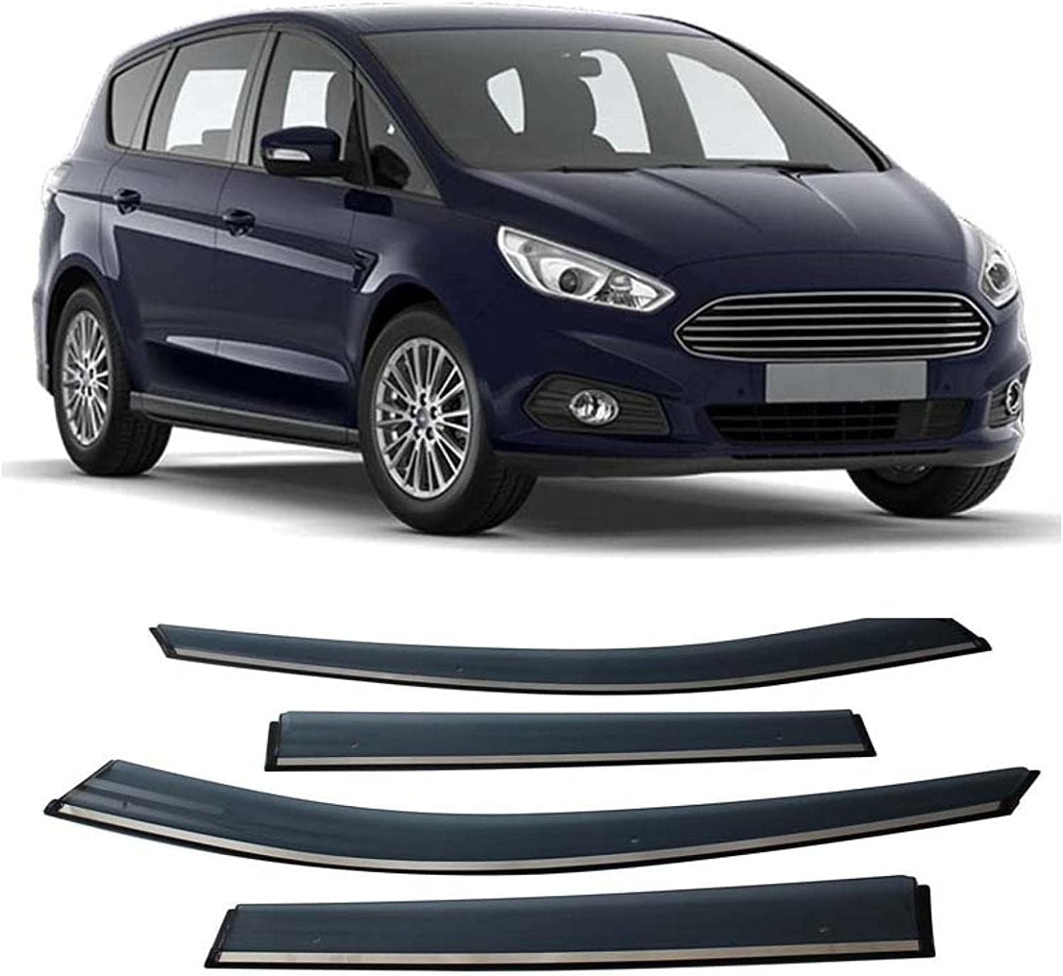 MCHDMI 4 Stück Auto Windabweiser Für Ford S-MAX 2009-2014, Auto TüR Seitenscheiben Windabweiser Regen Abweisend Regenschutz Zubehör von MCHDMI