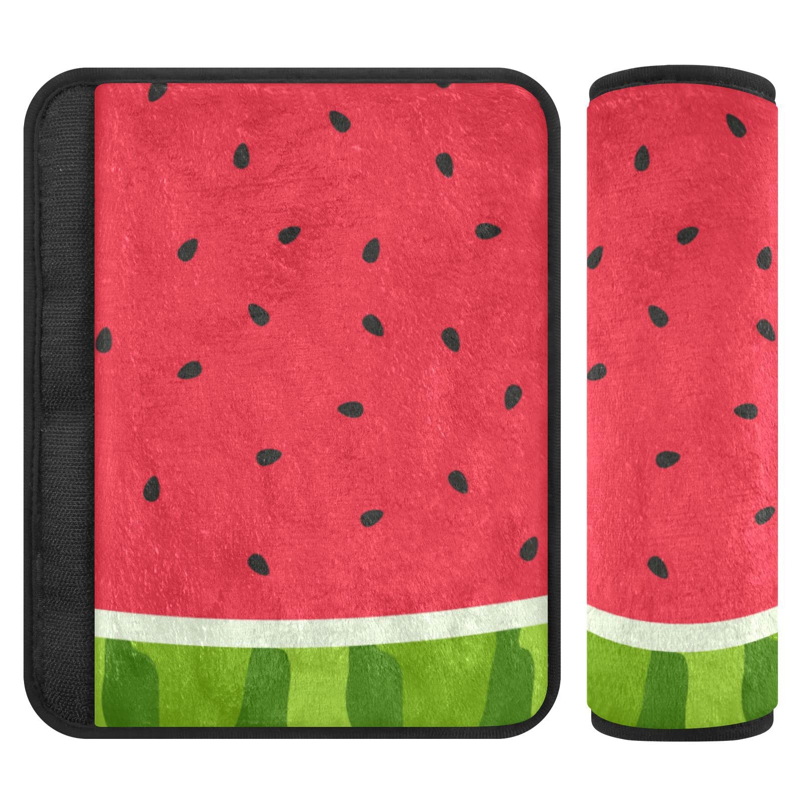 MCHIVER Wassermelone Slice Auto Sicherheitsgurt Abdeckung für Erwachsene Jungen Mädchen Weiche Sitzgurte Schulterpolster 2 Stück Auto Sicherheitsgurt Kissen 16,5 * 16,5 cm von MCHIVER