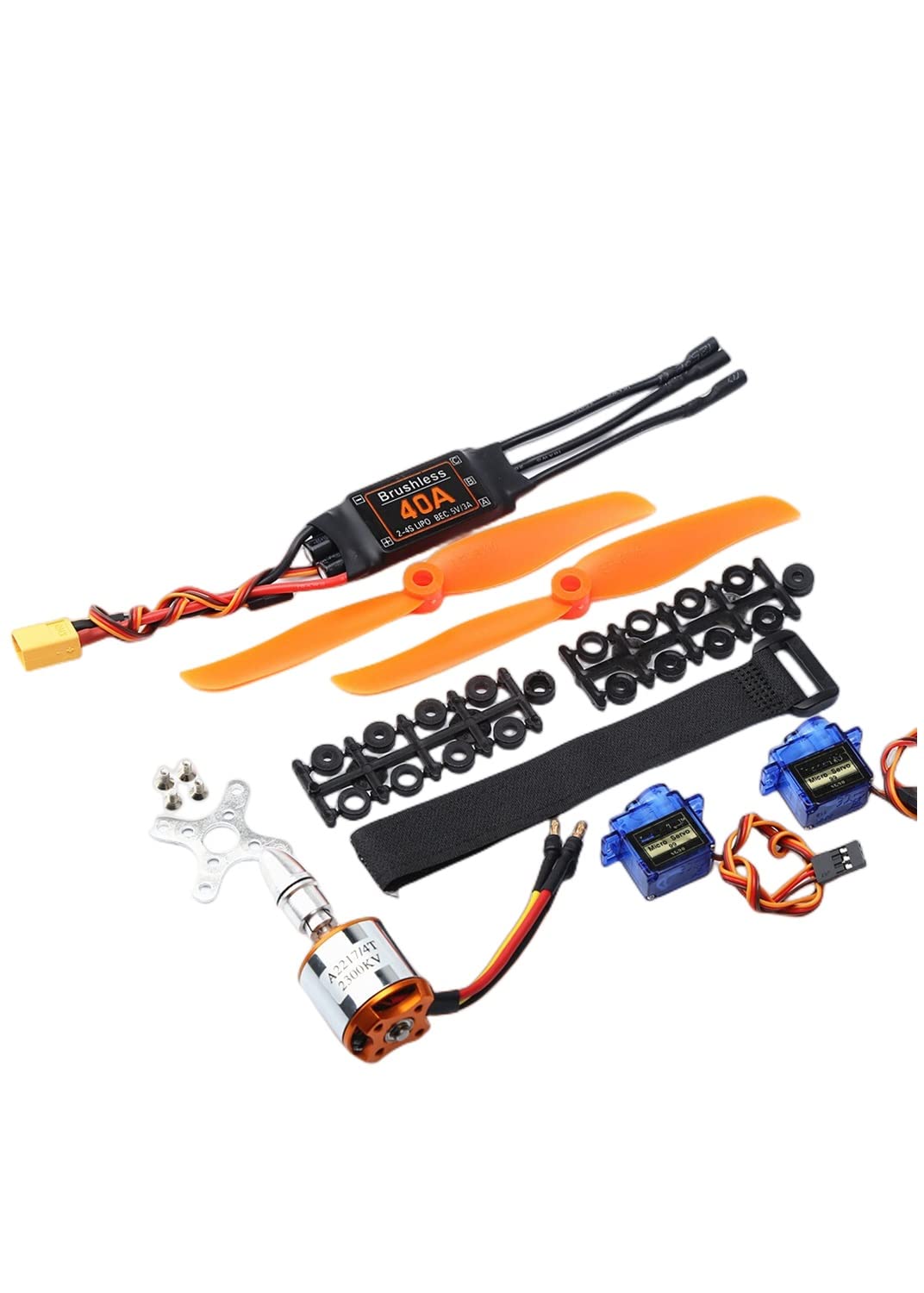 Bürstenloser A2217-Motor 1100KV 1250KV 2300KV mit 40A ESC SG90-Servo für Geschwindigkeits-RC-Starrflügelflugzeuge(KV2300 40A XT60 PLUG) von MCHkR