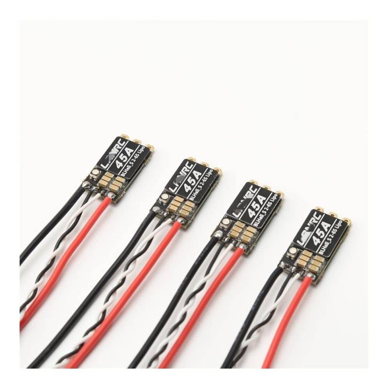 LANRC ESC35A 45A BLHeli_S 2-6S Lipo Elektronischer Geschwindigkeitsregler mit programmierbarer RGB-LED, kompatibel mit DShot 150 300 600 und ONESHOT125 für QAV RC FPV Quadcopter(4PCS 45A ESC) von MCHkR