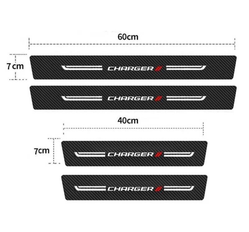 4 Stück Auto Einstiegsleisten Schutz Aufkleber für Dodge Durango, Kohlefaser Türschweller Trittschutz Lackschutzfolie,Charger von MCLLDAO