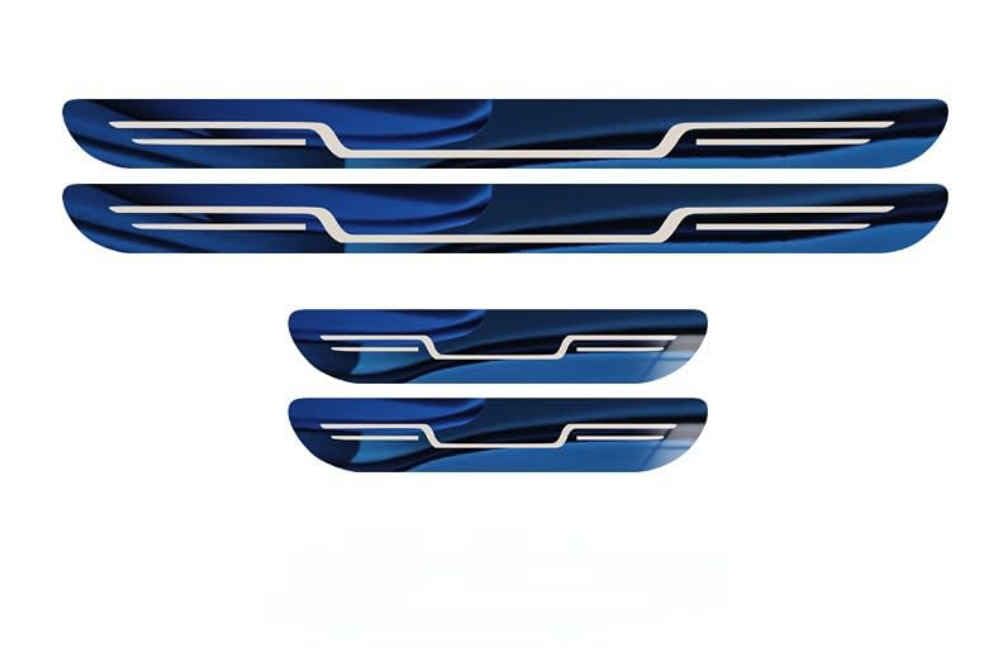 4Stück Auto Einstiegsleisten Schutzfolie für VW Golf 7 MK7 Polo T-ROC Tiguan, Edelstahl Türschwelle Scheuerschutz Welcome Pedal Strip Cover Auto Scuff Plate Türschwelle,A-normal von MCLLDAO