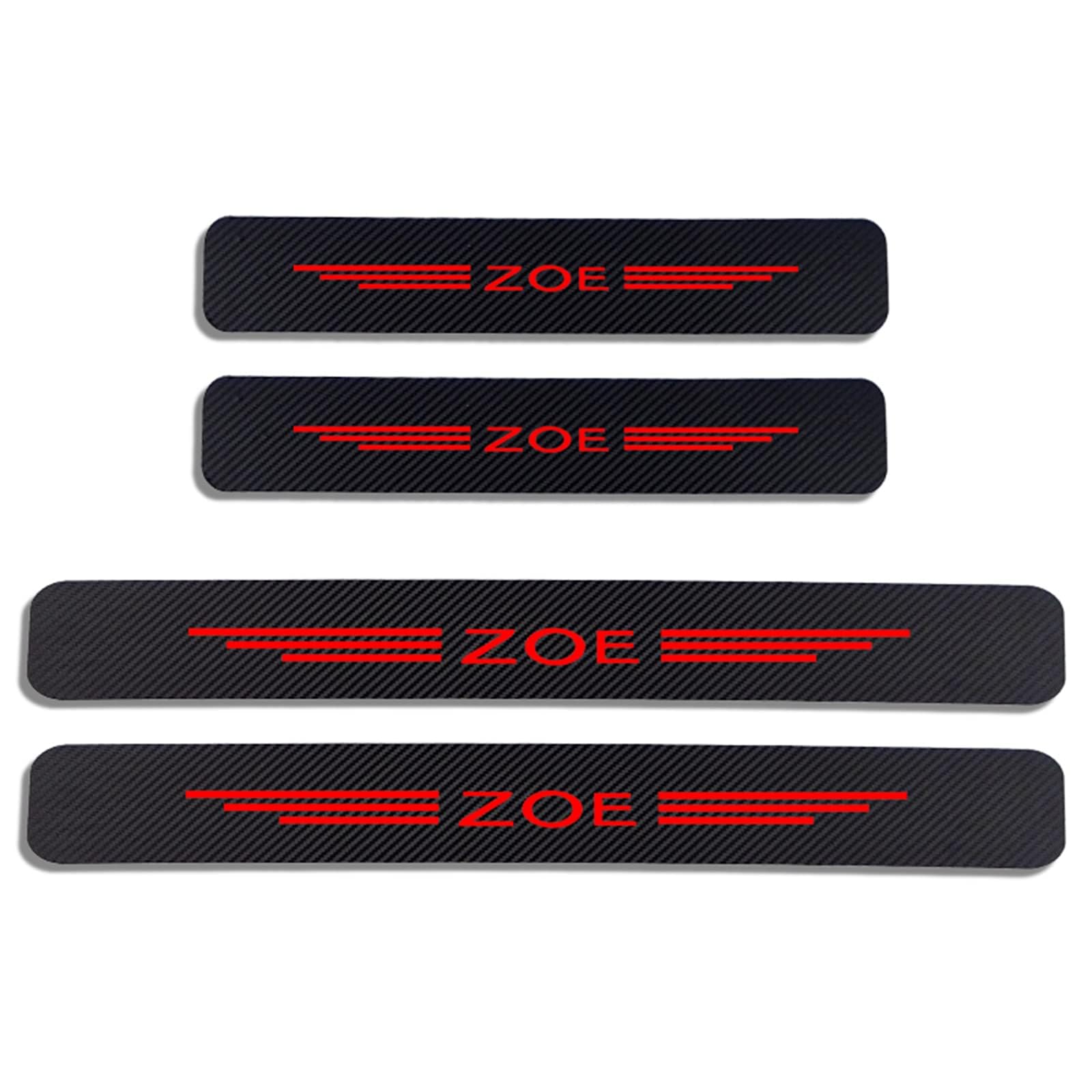 Auto Kohlefaser Einstiegsleisten Für Ren-Ault ZOE Tuning Zubehör 4 STÜCKE Auto Scuff Plate Türschwelle Sill Aufkleber,Red von MCLLDAO