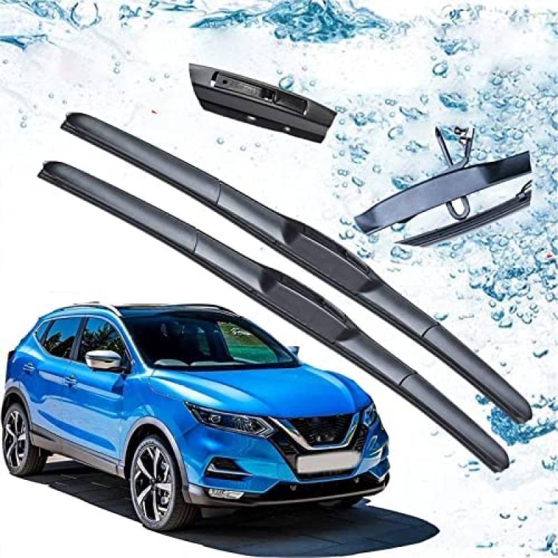 Für Nissan für Qashqai J11 2013-2019 Zubehör Auto Frontscheibe Wischerblätter Bürsten Cutter UJ Haken 2014 2015 2016 2017 2018 Scheibenwischer von MCLLDAO