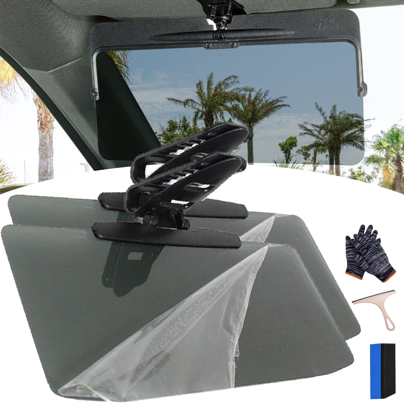 Universelle Sonnenblende fürs Auto mit polarisiertem Blendschutz, Sonnenblendenverlängerung fürs Auto, Blendschutz zum Fahren, Sonnenblende für die Windschutzscheibe des Autos,2Pcs von MCLLDAO