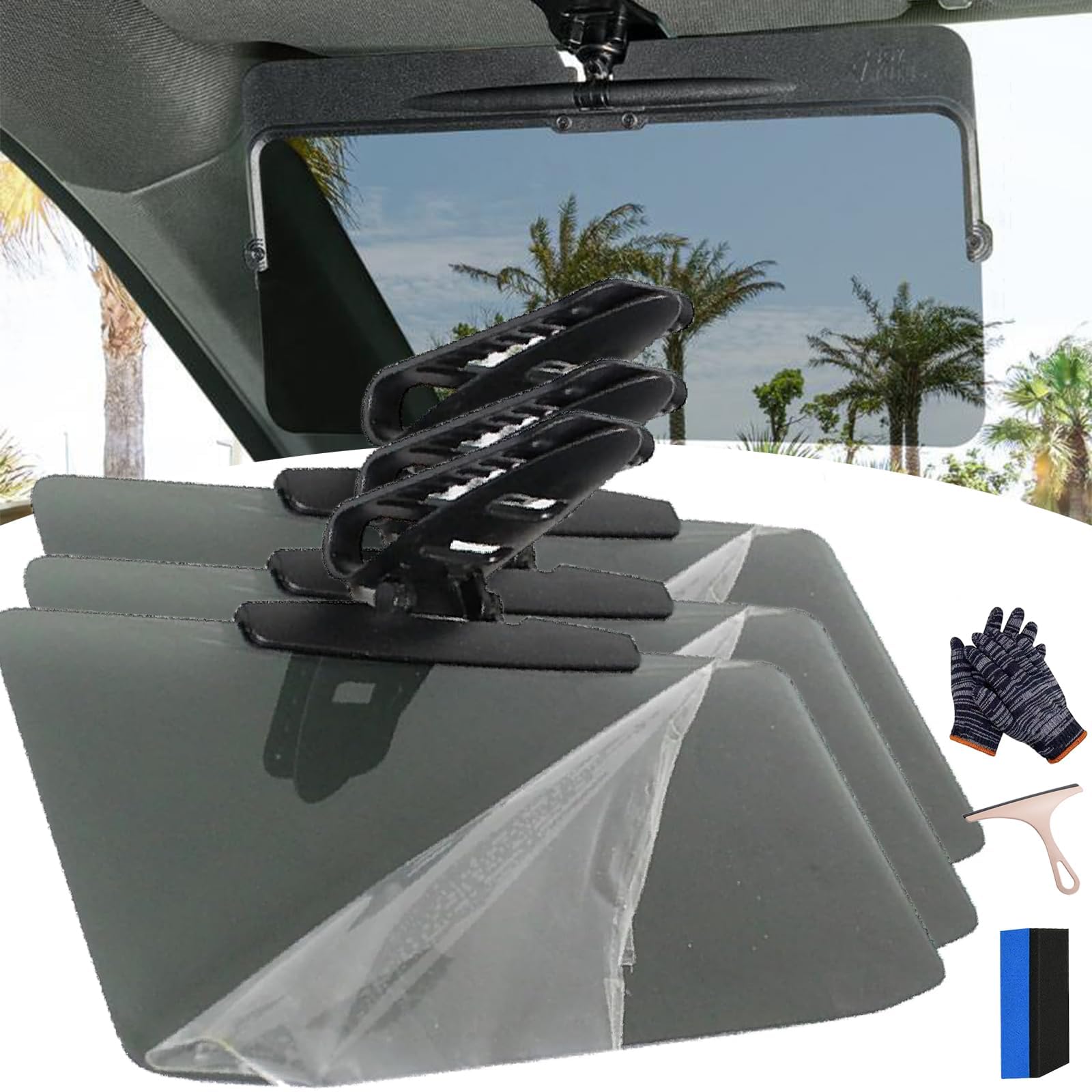 Universelle Sonnenblende fürs Auto mit polarisiertem Blendschutz, Sonnenblendenverlängerung fürs Auto, Blendschutz zum Fahren, Sonnenblende für die Windschutzscheibe des Autos,3Pcs von MCLLDAO