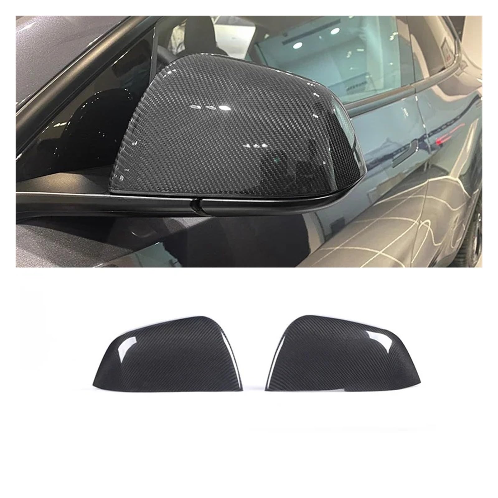 Real Carbon Fiber kompatibel for Tesla Model 3 Y Rückspiegelabdeckung Seitenrückspiegel Aufkleber Außendekor Modifikation 2017–2023 Dry Carbon(Gloosy carbon ModelY) von MCLlt