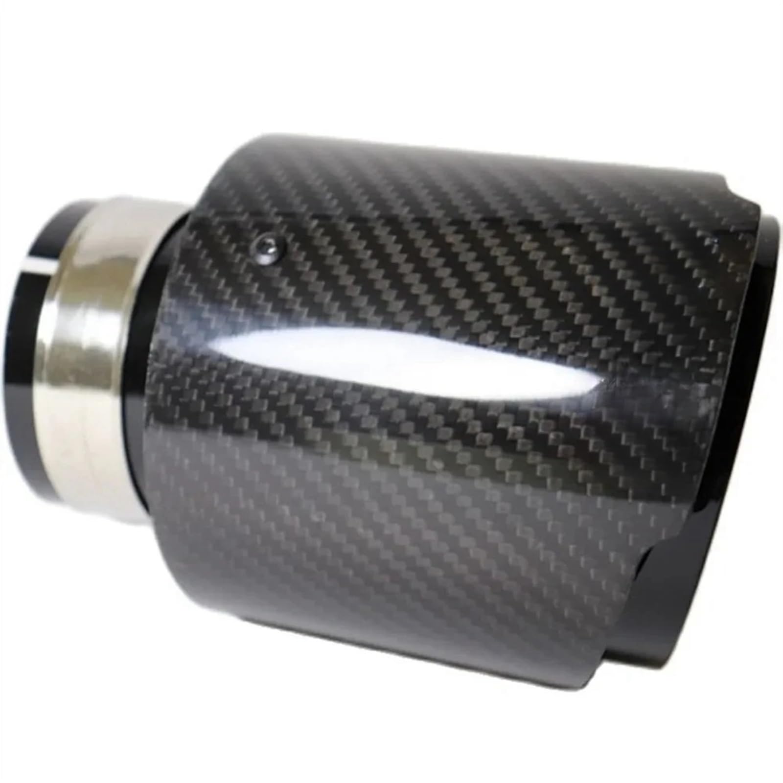 Universal Auto Glänzend Carbon Faser Schalldämpfer Spitze Auspuff System Spitze Schalldämpfer Düse Gerade Edelstahl Schwarz(51MM IN 101MM OUT) von MCLlt