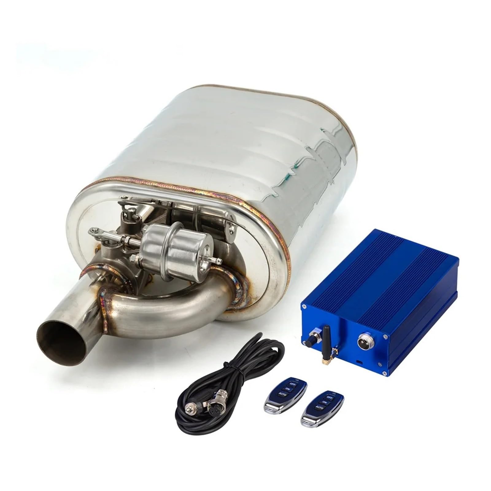 Universelles Auto-Abgassystem, Vakuumventilsteuerung, Auspuffspitzen-Kit, variabler Schalldämpfer, Edelstahl, 51, 63, 76 mm, Fernbedienung(51MM WithVacuum Pump) von MCLlt