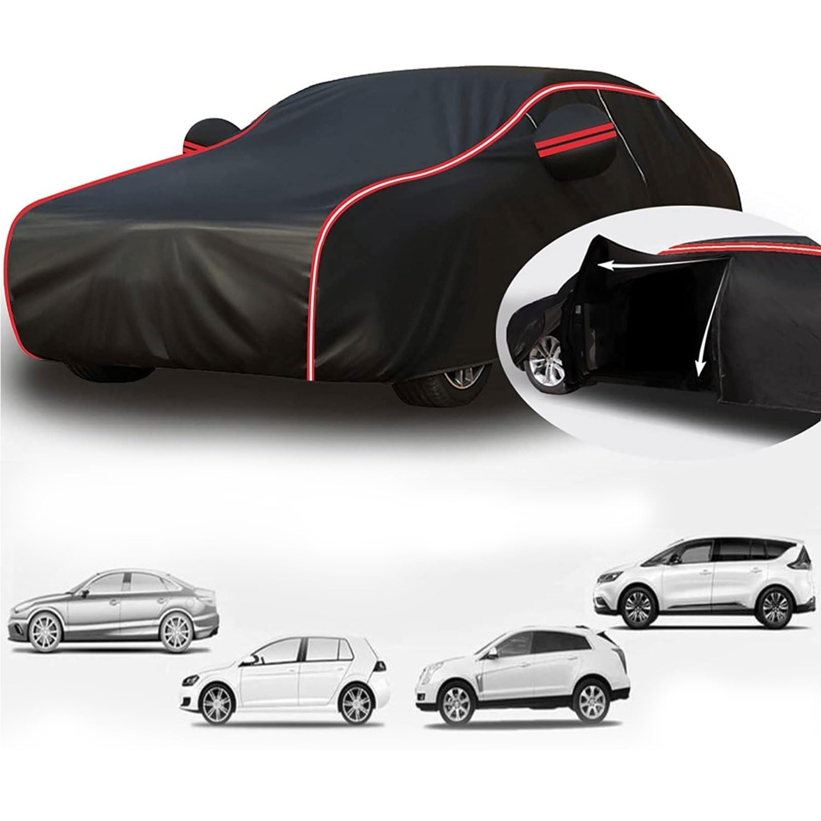 Hagelschutzplane Auto für VW EOS Cabrio (2007–2014), Autoabdeckung Outdoor, Autoabdeckung Hagelschutz, Autoabdeckung Indoor, Autoabdeckung Wasserdicht, Neue Anpassung Autoabdeckung(Black/red) von MCPLPDCAR