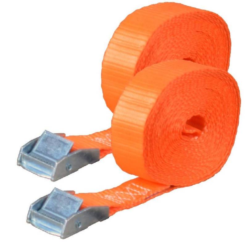 Spanngurte mit Schnellverschluss 2er Set, 25mm breit 5m lang, bis 250kg, Spanngurt orange, Zurrgurte für Ladungssicherung, Spanngurte mit Klemmverschluss, Gurtband, Spanngurte 5m von MCS Cargo Security