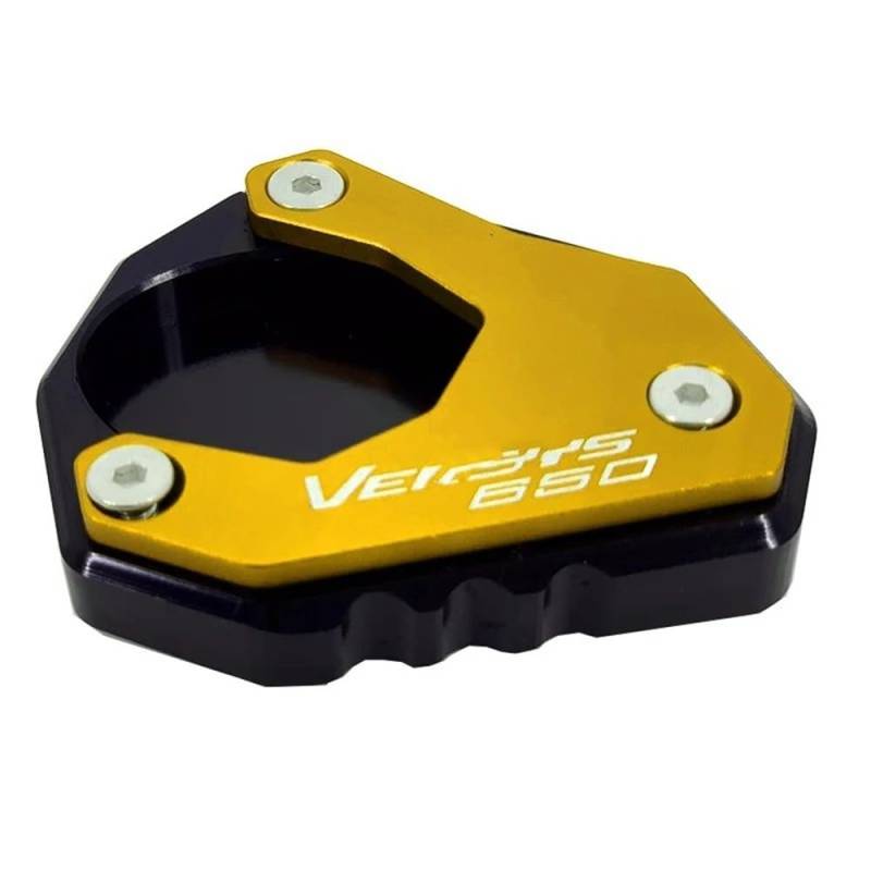 MCSLUBMH Motorrad Ständer Unterlage Für KA&WA&SA&KI VE&RS&YS 650 VE&RS&YS650 ABS 2010-2023 Motorrad CNC Fußseitenständer-Verlängerungspolster-Stützplatte(Gold) von MCSLUBMH