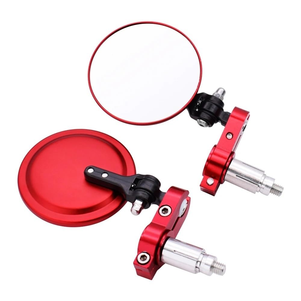 MCSLUBMH Motorradspiegel Für H&ONDA Für Suzuki Für Y&AMAHA Für Ka&wa&sa&ki Universal-Motorradspiegel 3-Zoll-runder Klappbarer Bar-End-Seitenspiegel(Red) von MCSLUBMH