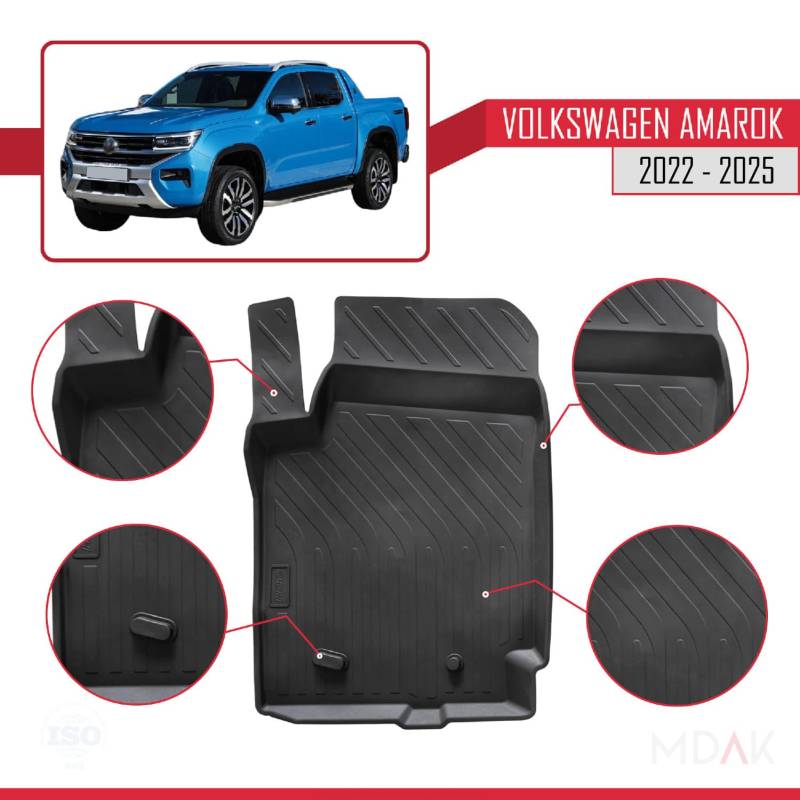 MDAK Kompatibel mit Volkswagen Amarok 2 (NF) 2022-2025 4D Gummimatten Schwarz von MDAK