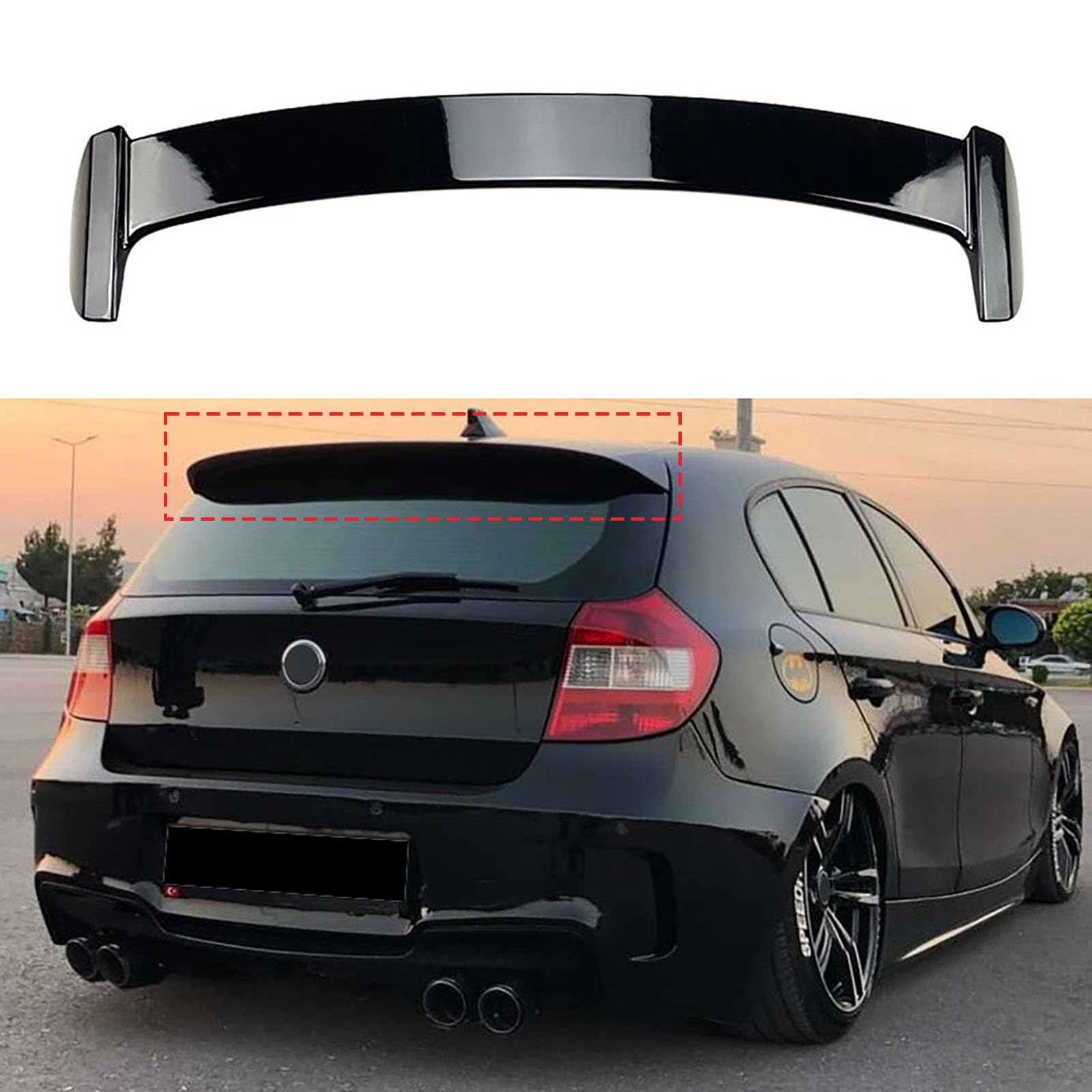 Kompatibel für BMW 1 Series E81 E87 2005-2011 118i 120i, Kofferraumdeckel, Spoilerlippe, Heckflügel, Auto-Styling-Bodykit-Zubehör, Schwarz von MDATT