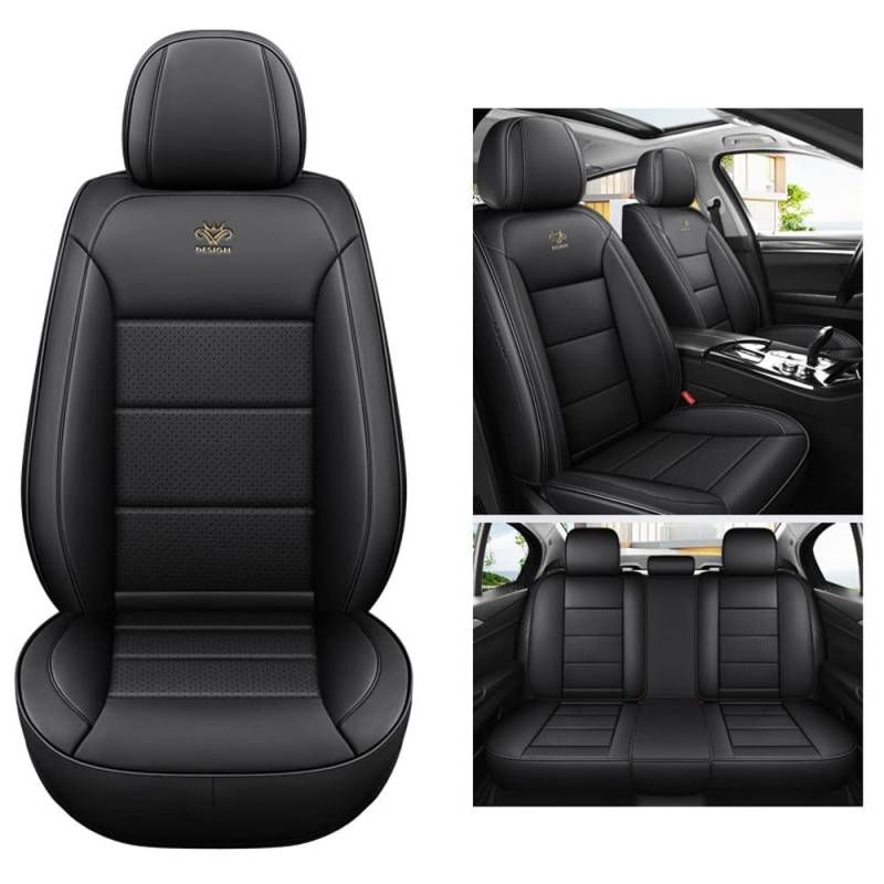 MDATT Autositzbezüge passend für Renault-Megane III Grandtour/Renault-Megane II Ranchera Familiar Vordersitzbezug für 2, hinten und 3, universeller 5-Sitzer, Premium-PU-Leder, Schwarz von MDATT