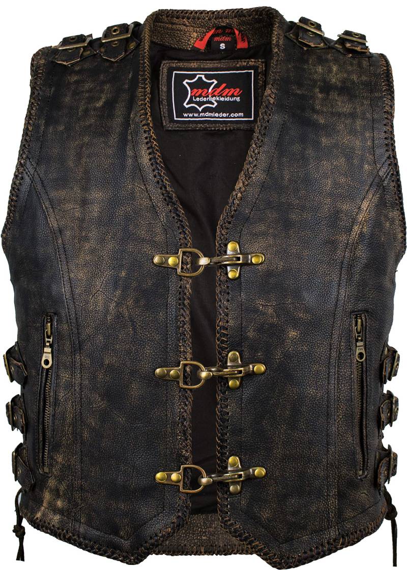 MDM Herren Lederweste im Vintage Style/Biker Kutte (2XL) von MDM