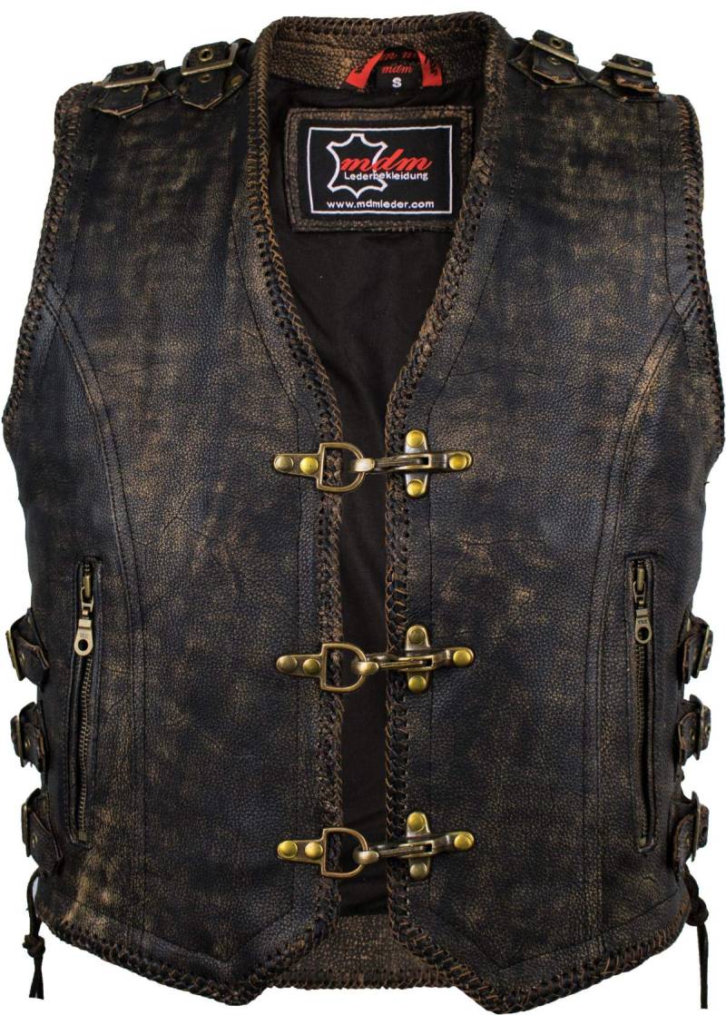 MDM Herren Lederweste im Vintage Style/Biker Kutte (L) von MDM