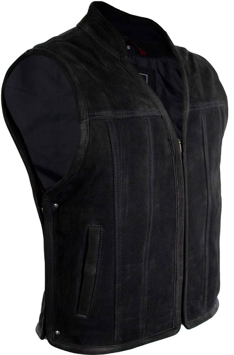 MDM Biker Motorrad Weste aus Büffelleder, Schwarz (Gr. 5XL) von MDM