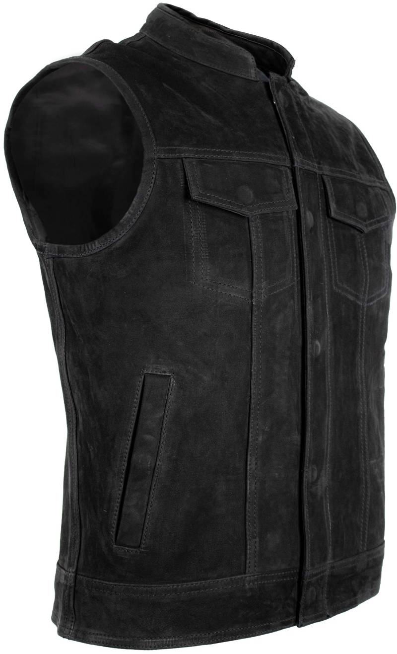 MDM Herren Biker Lederweste in matt schwarz, Büffel Leder (Gr. 5XL) von MDM