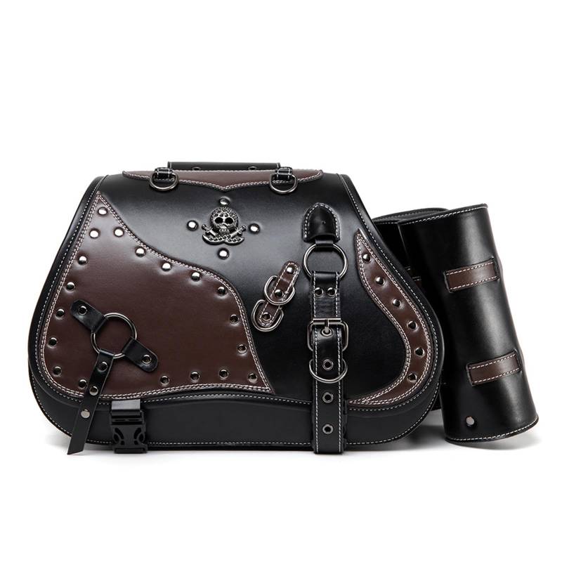 MEAKTSMI General Satteltaschen Set wasserdichte PU Leder Seitentaschen Mit Getränkehalter Stilvolle Tasche Für Den Alltag von MEAKTSMI