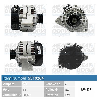 Meat & Doria Generator [Hersteller-Nr. 5510264] für Citroën, Fiat, Lancia, Mercedes-Benz, Peugeot von MEAT & DORIA