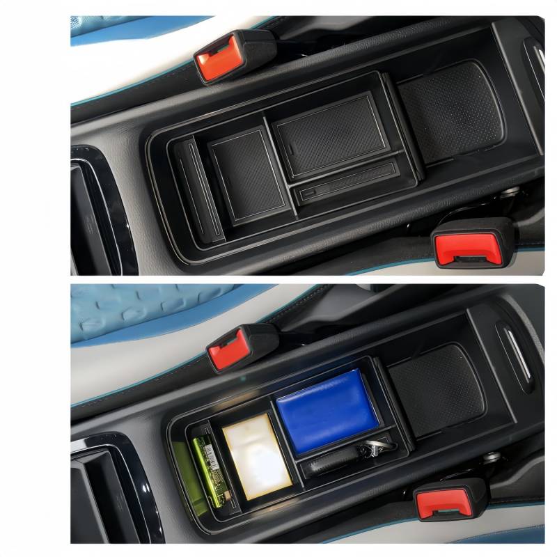 MEDZUK Kompatibel mit VW ID.3 2020-2023 2024 Auto Mittelkonsole Aufbewahrungsbox Armlehnen Organizer Tray Zubehör mit Rutschfester Matte von MEDZUK