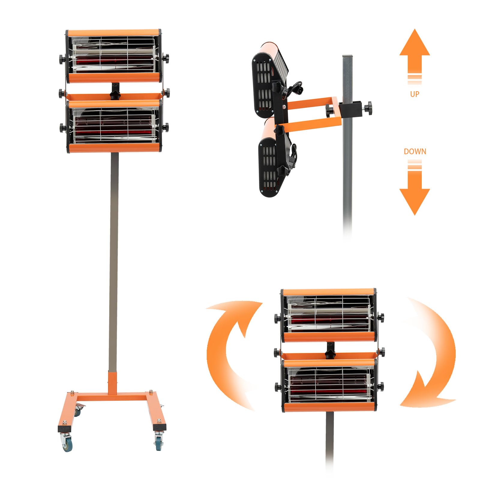 MEELRYD 2000W Lacktrockner Infrarot Trockner Strahler Aushärtungslampe, Farbtrocknungs Lampe 2 Auto Karosserie Reparatur Trocknungsfläche 800 x 600 mm, Timer 0–60 min von MEELRYD