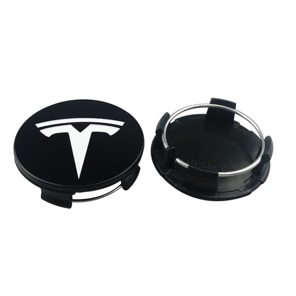 4 Stück Auto Nabendeckel Radmittenkappen für Tesla Roadster Model 3 SXY 58mm, Nabenkappen Radnabenkappen Staubschutzabdeckung Radnabenabdeckung Wasserdicht Zubehör,A von MEFFEE