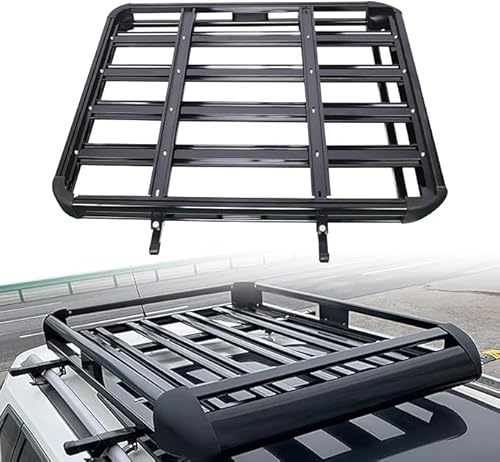 MEHOOSPVN Dachträger Gepäckträger Dach Aluminium Dachgepäckträger Fracht Relingträger Schwarz Roof Luggage Rack 127x97cm Universal Gepäckhalter für 68 kg mit Bars Auto Dachträger, Relingträger Leichte von MEHOOSPVN