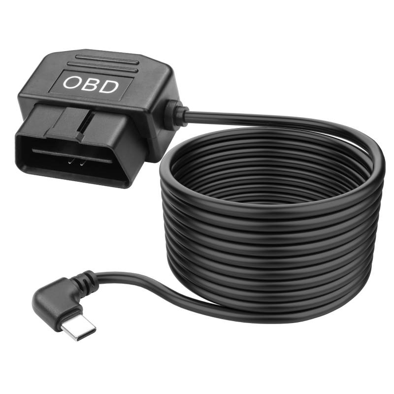 MEIRIYFA OBD Stromkabel für Dash Kamera, OBD OBD2 auf Typ C Adapter Hardwire Ladekabel mit 24 Stunden Überwachung/Acc Modus Niederspannungsschutz 12-36V zu 5V 3A (3.5M) von MEIRIYFA