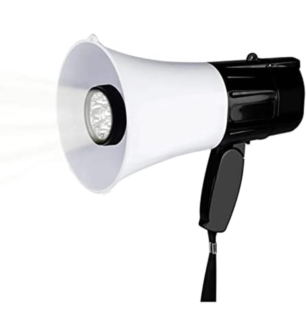 MEIZHITU Handmikrofon, Sirene, Bullhorn-Hand-Megaphon, 30 W, Hochleistungs-Megaphone, MP3-Sprachaufzeichnung, Bullhorn-Lautsprecher Mit LED-Leuchten Whistle, Aufnahmefunktion von MEIZHITU