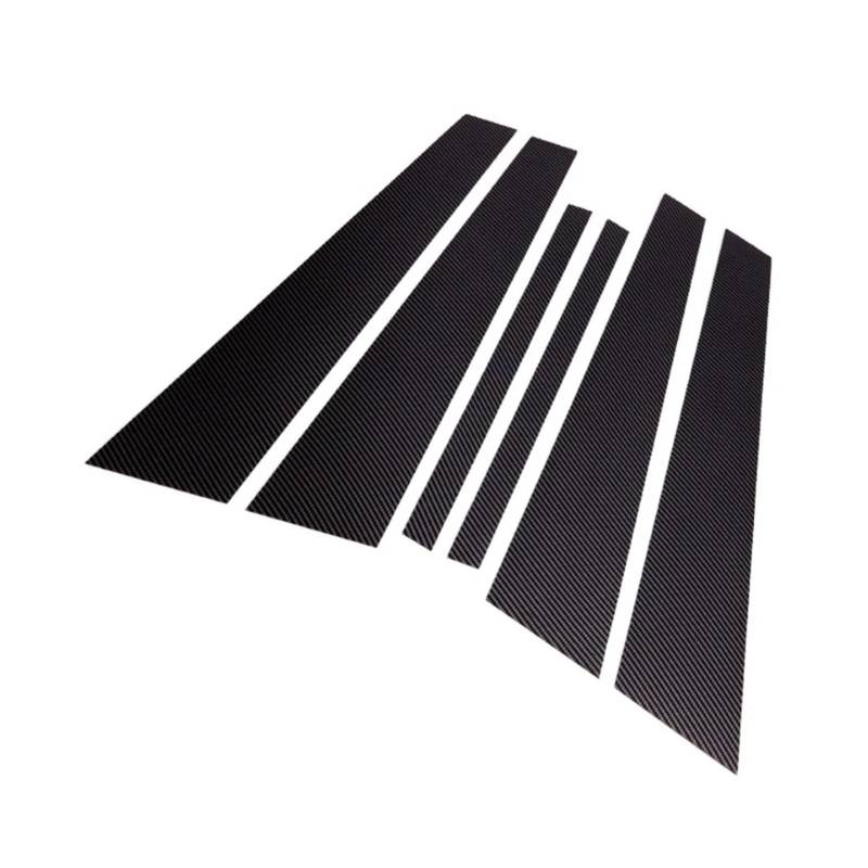 MEIZIYU 6-teilige BC-Säulenaufkleber for das Fenster, passend for BMW 5er E60 E61 Limousine, 04–10, Verkleidung for Säulenpfosten aus Kohlefaser in Schwarz mit Spiegeleffekt Zierleiste für Fenstersäul von MEIZIYU