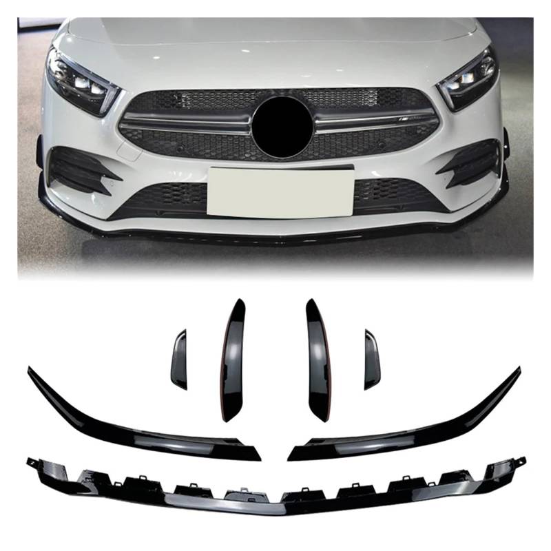 MEIZIYU Frontstoßstangen-Lippenspoiler, passend for A-Klasse W177 A180 A200 A220, Auto-Set, seitliche Canards, Dekoration, Zierleisten-Splitter Aerodynamische Lippe vorne(7PCS) von MEIZIYU