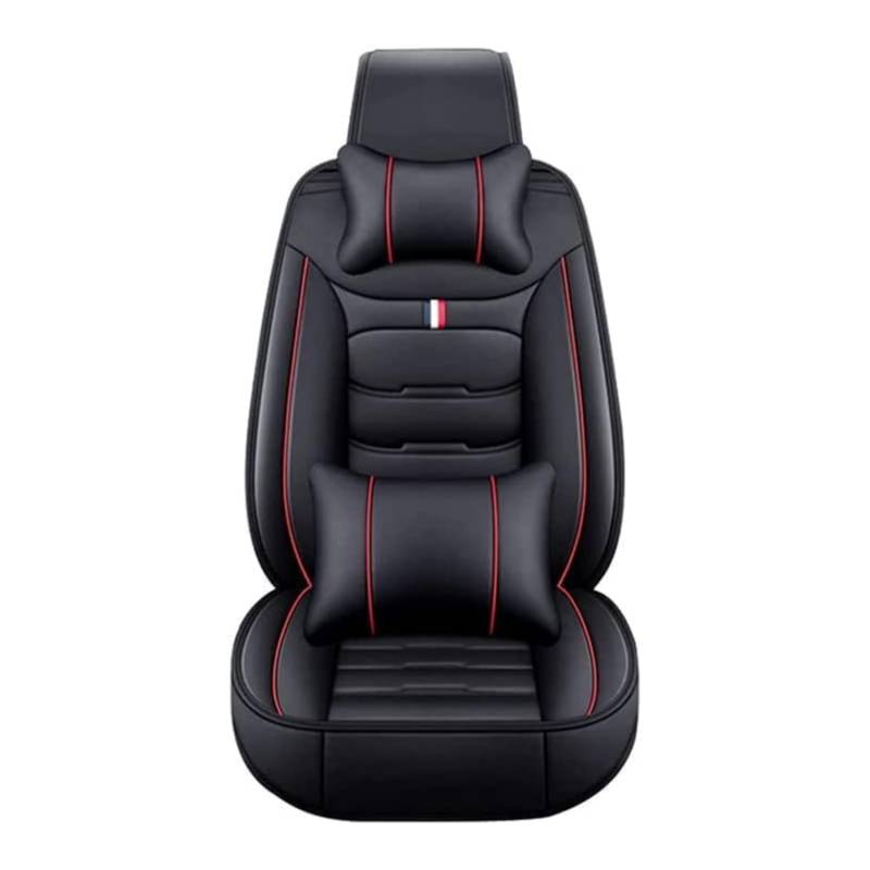 MEJEJO Auto Sitzbezüge für VW Touareg 2000-2023,Leder Allwetter wasserdichte 5 Seat Vorne und Hinten Set Auto Innenraum Zubehör,LuxuriousSet-Black-red von MEJEJO