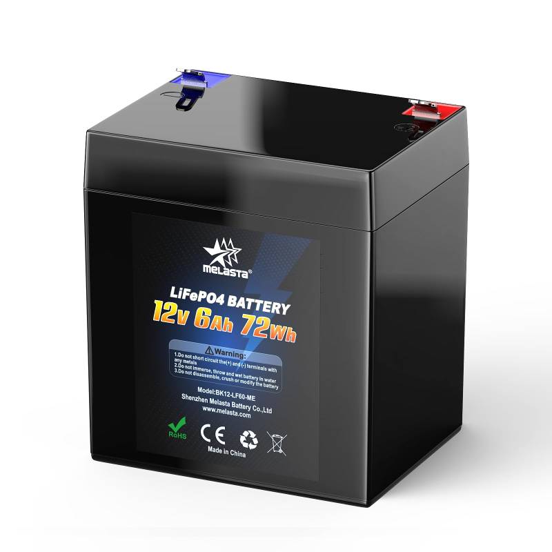 melasta 12V 6Ah LiFePO4 Batterie,BMS Schutz, wiederaufladbar 1500 Zyklen Deep Cycle Lithium Akku,Lithiumbatterie, Perfekter Ersatz für Blei-Säure Batterien für Wohnwagen, Camping, Solaranlage, Boote von MELASTA