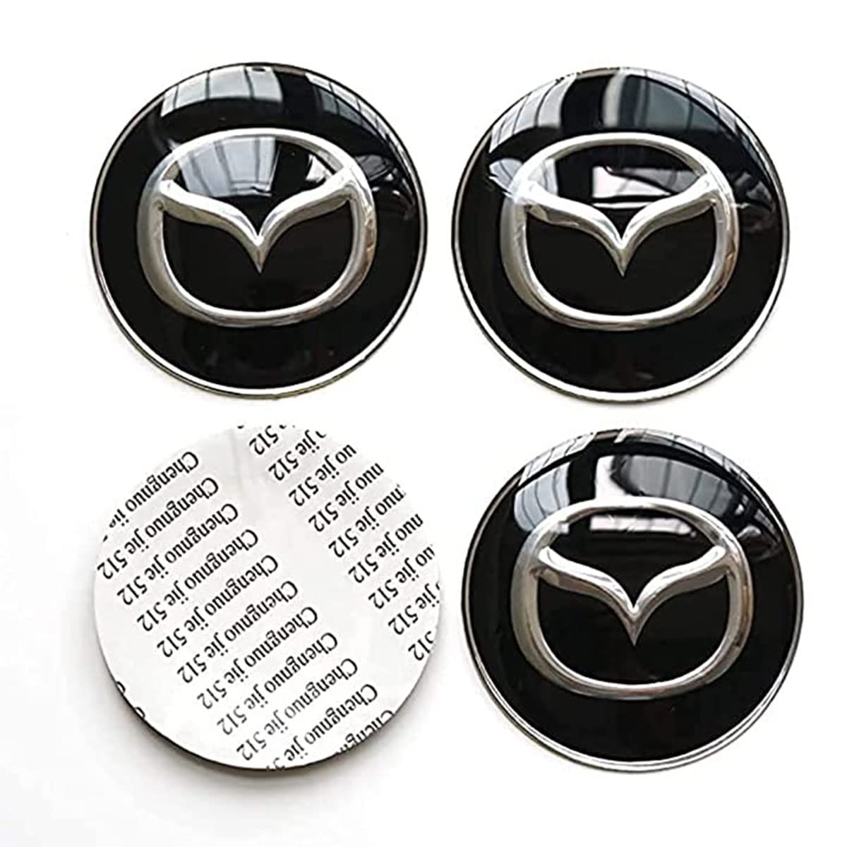 4 Stück Radmittenkappen für Mazda, 65mm Nabendeckel, Ersetzbar Radnabenabdeckung, mit Logo-Emblem-Aufkleber, Wasserdicht Staubdicht, Schmücken Zubehör von MELBIZ
