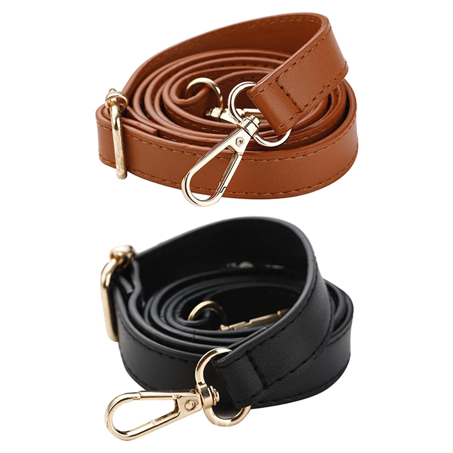 2 Stück Damen Leder-Umhängegurte, Satchel-Ersatzgurte, verstellbare Schultergurte, Schultertaschen-Tragegurte, Leder-Spaghetti-Träger (schwarz und braun) von MEMOFYND