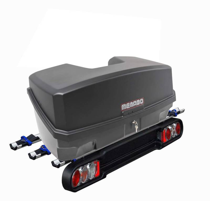 Menabo Heckträger Race III für 3 Räder klappbar + Nekkar Transportbox 300 L von MENABO