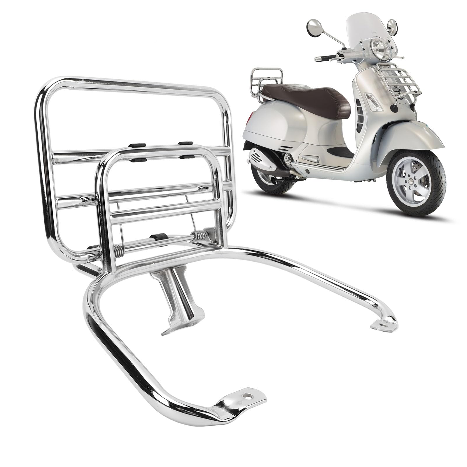 MENDUNER Motorrad Gepäckträger für Vespa Primavera 150 Sprint, Hochbelastbarer Hinterer Gepäckträger, Ersatz für Vespa Primavera 150 Sprint 150 (Verchromt) von MENDUNER