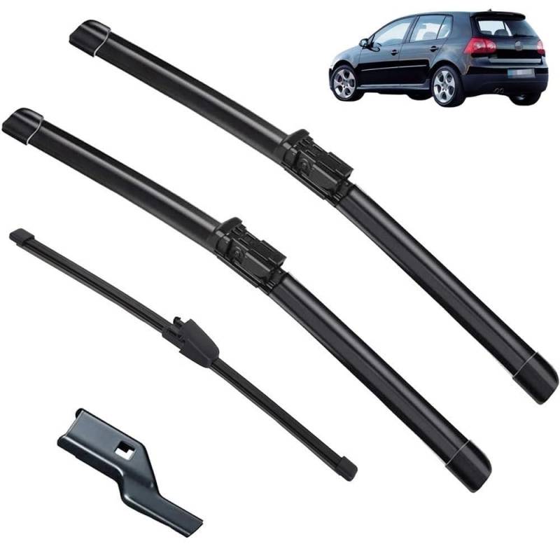 Kompatibel mit VW Volkswagen Golf 5 V 1K MK5 2003–2009 Rabbit GTI R32 LHD RHD Fenster Windschutzscheibe Windschutzscheibe vorne hinten Scheibenwischer Autozubehör Teile,RHD-Front 2005-2009 von MENGCH