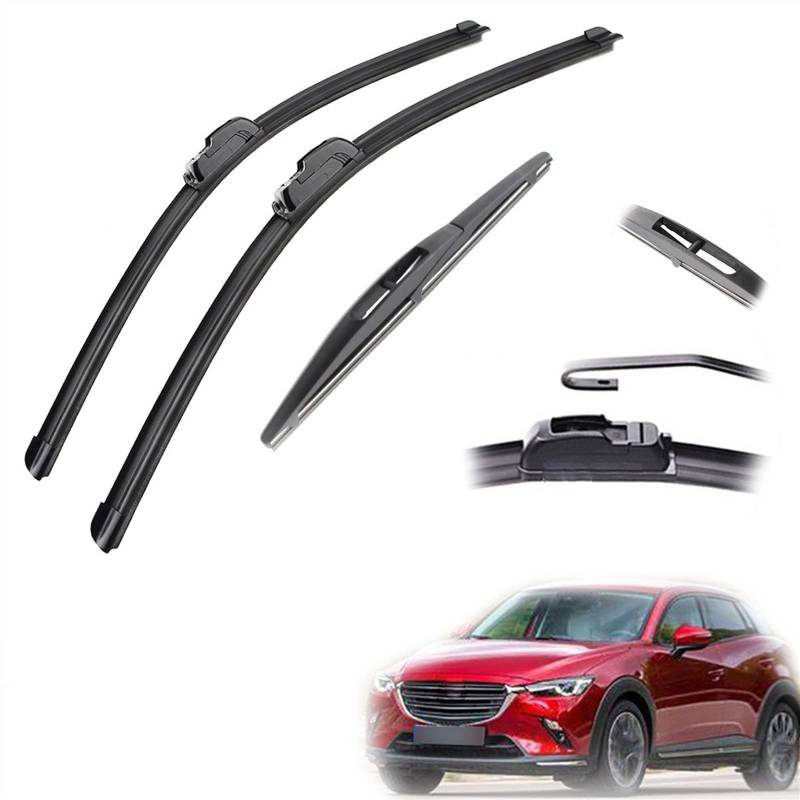 Scheibenwischer Für Mazda CX-3 CX3 2015 2016 2017 2018 2019 2020 Vorne Hinten Fenster Wischerblätter Bürsten Cutter Zubehör J Haken 22"+18"+10" Teile von MENGCH