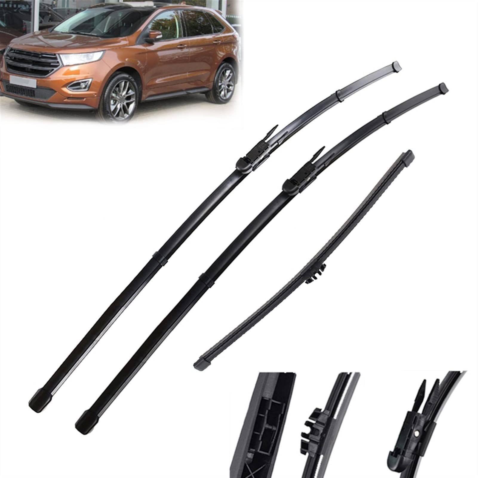 Scheibenwischer Teile Wischer Vorne Hinten Wischerblätter Set Für Ford Für Edge MK2 2015 2016 2017 2018 2019 Windschutzscheibe Windschutzscheibe Fenster 28"+ 28" + 15" Teile von MENGCH