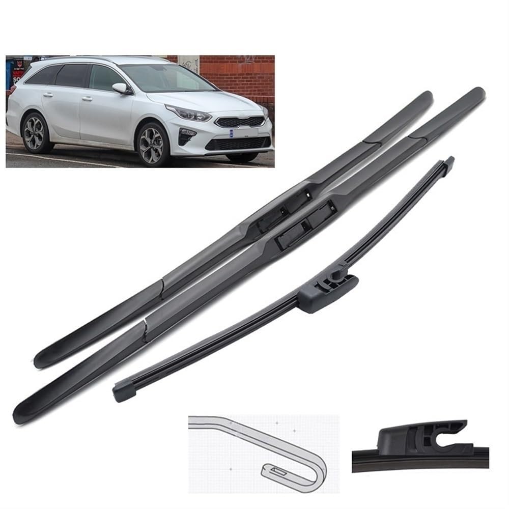 Scheibenwischer vorne und hinten, Set, kompatibel mit KIA Cee'd Ceed XCeed CD 2018–2023, Windschutzscheibe, Windschutzscheibe, Fenster, 26"+16"+12" Zoll von MENGCH