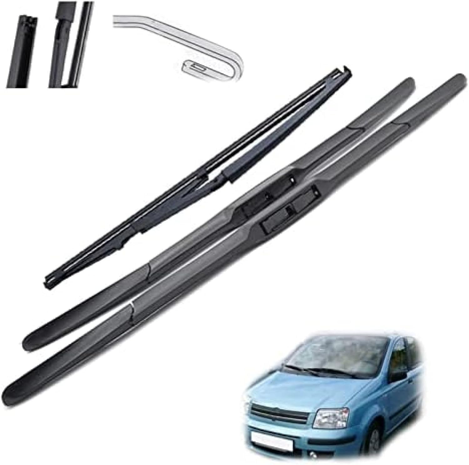 Scheibenwischer vorne und hinten Wischerblätter Set für für Panda 169 2003-2012 Auto Windschutzscheibe Windschutzscheibe Fensterbürsten 22 "+ 16" + 13 " von MENGCH