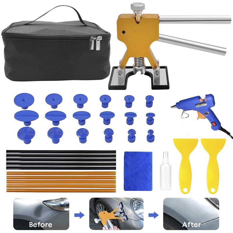 MENQANG Dent Repair Kit Werkzeuge, Body Dents Remover Kit 36 TLG Repair Tools Dellen Repair Tool Dellen Repair Pen und Gummihammer (Golden) von MENQANG