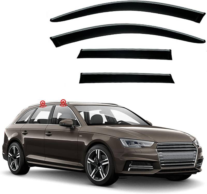 4 Stück Auto Autofenster Windabweiser für Audi A4 Wagon MK5-B9 2016-2020 2021 2022 2023, Seitenscheiben Regenabweiser Schatten Deflektoren Auto Zubehör von MEOMO