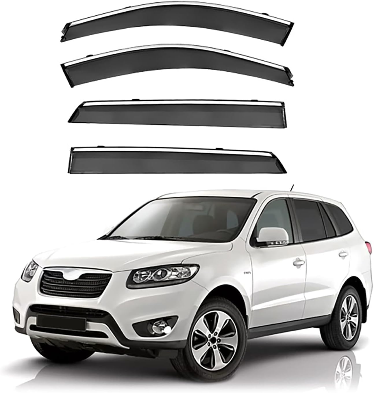 4 Stück Auto Autofenster Windabweiser für Hyundai Santa Fe MK2-CM 2006-2012, Seitenscheiben Regenabweiser Schatten Deflektoren Auto Zubehör von MEOMO