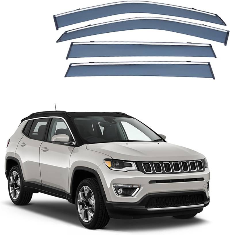 MEOMO 4 Stück Auto Autofenster Windabweiser für Jeep Compass 2017 2018 2019 2020 2021 2022 2023, Seitenscheiben Regenabweiser Schatten Deflektoren Auto Zubehör von MEOMO