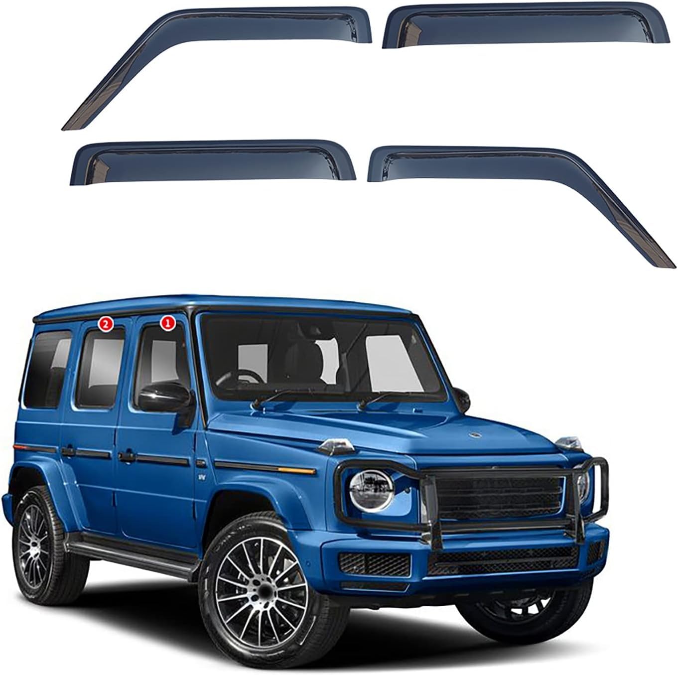 MEOMO 4 Stück Auto Autofenster Windabweiser für Mercedes-Benz G Class W463 W462 2019 2020 2021 2022 2023, Seitenscheiben Regenabweiser Schatten Deflektoren Auto Zubehör von MEOMO